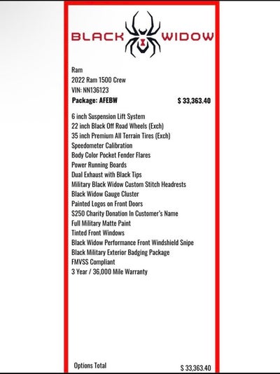 2022 RAM 1500 Laramie BLACK WIDOW EDITION