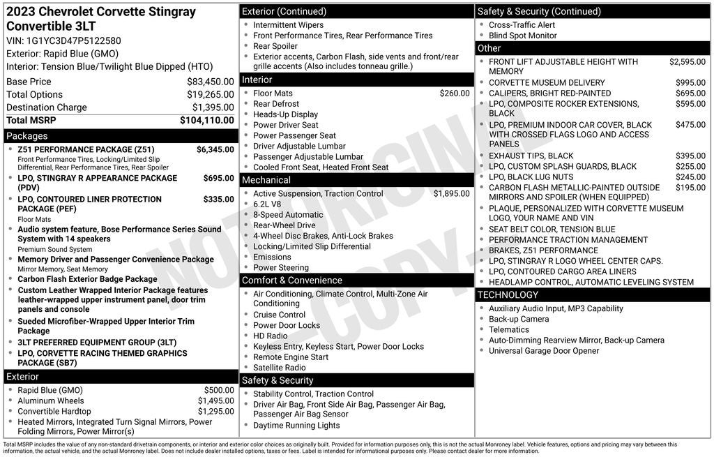 2023 Chevrolet Corvette Stingray 3LT