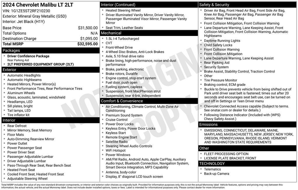 2024 Chevrolet Malibu LT 2LT