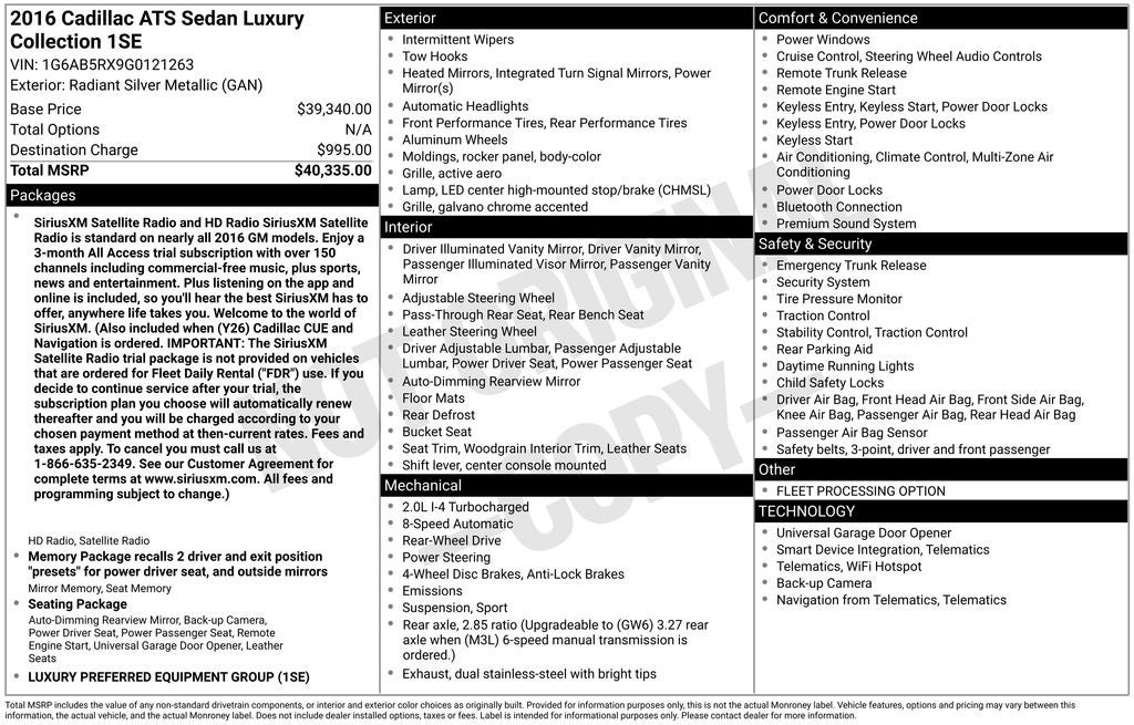 2016 Cadillac ATS 2.0L Turbo Luxury