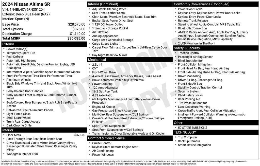 2024 Nissan Altima 2.5 SR