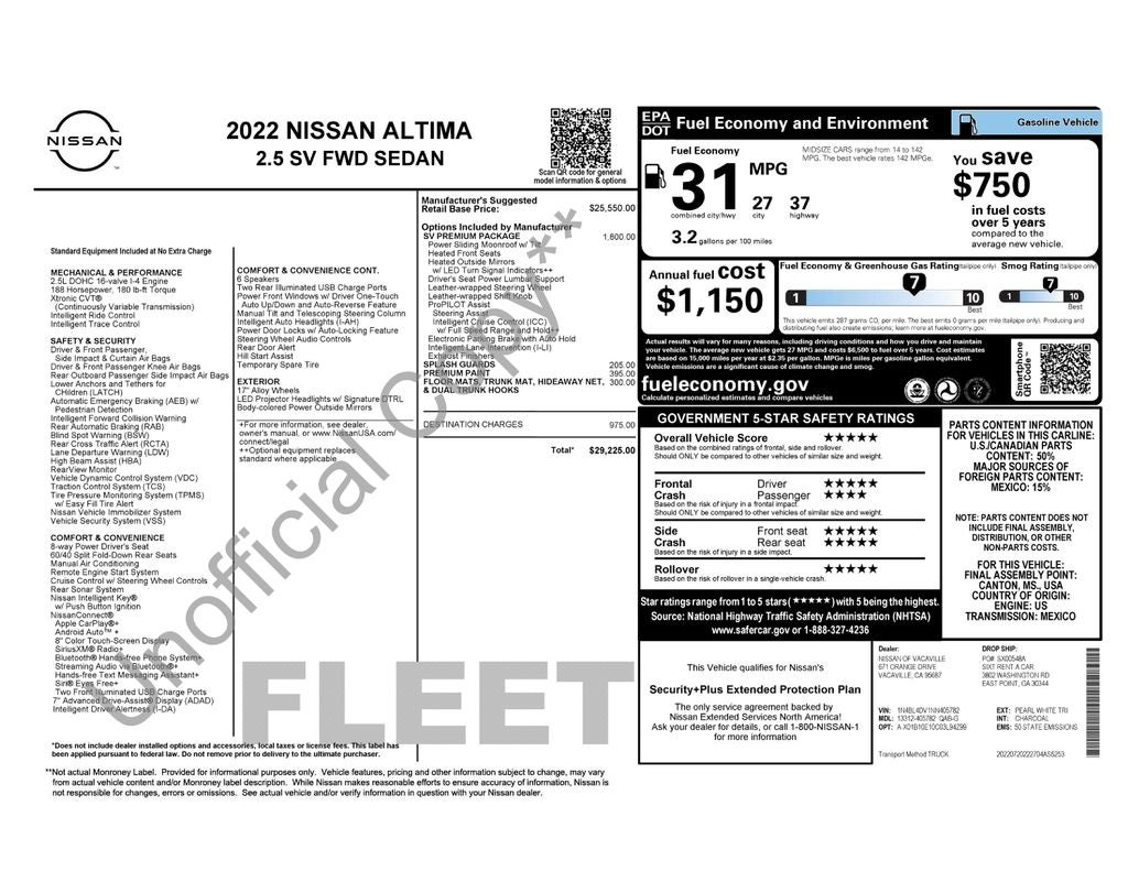2022 Nissan Altima 2.5 SV
