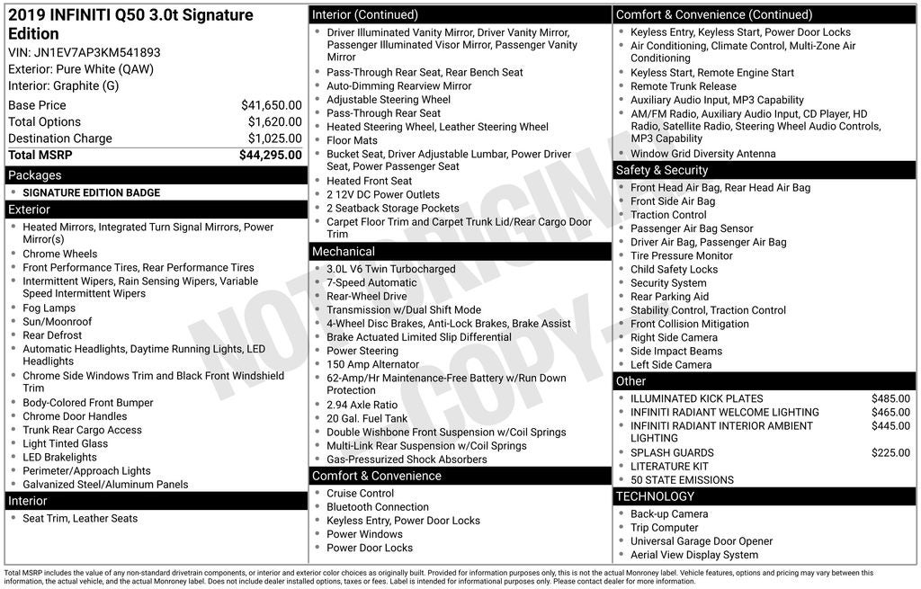 2019 INFINITI Q50 3.0t Signature Edition